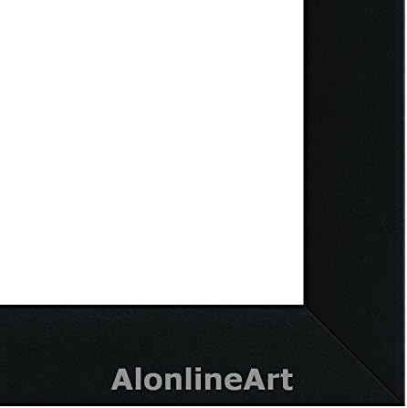 Alonline Art - Mona Lisa מאת לאונרדו דה וינצ'י | תמונה ממוסגרת שחורה מודפסת על בד כותנה, מחוברת ללוח הקצף